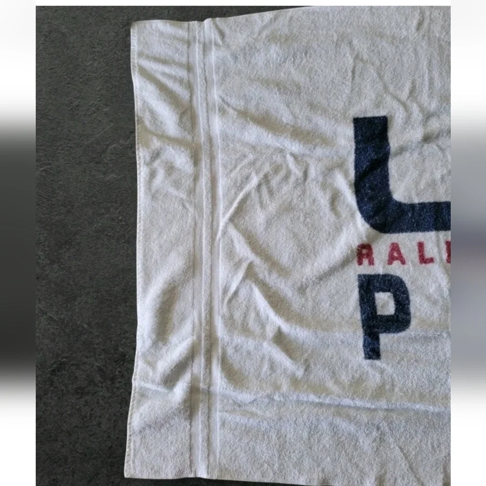 Vintage Polo Ralph Lauren Beach Pool Cotton Towel 90’s USA American Flag 66x34”